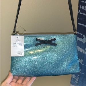 New Kate Spade blue glitter bag